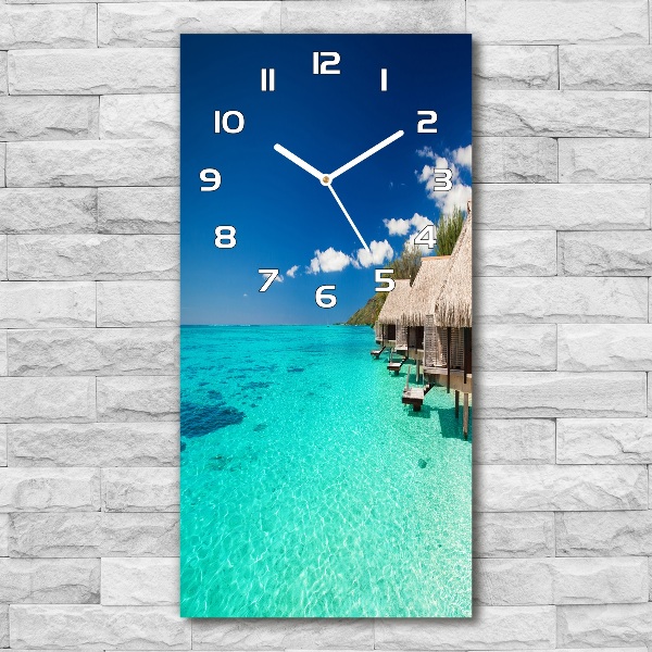 Orologio verticale in vetro con motivo 'Isola tropicale'