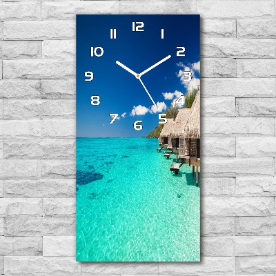 Orologio verticale in vetro con motivo 'Isola tropicale'