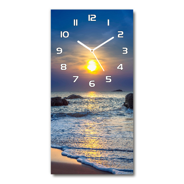 Orologio verticale in vetro con motivo Spiaggia al tramonto