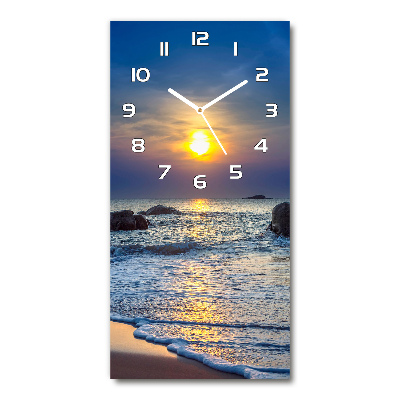 Orologio verticale in vetro con motivo Spiaggia al tramonto