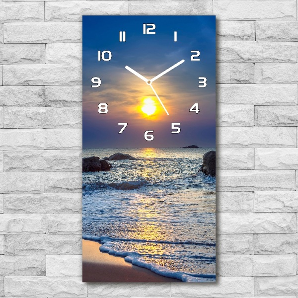 Orologio verticale in vetro con motivo Spiaggia al tramonto