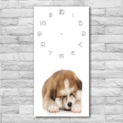 Orologio verticale in vetro con motivo Cucciolo di Akita