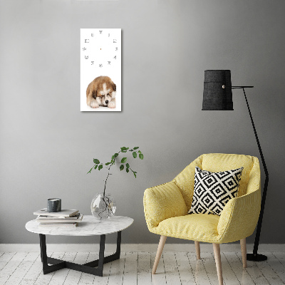 Orologio verticale in vetro con motivo Cucciolo di Akita