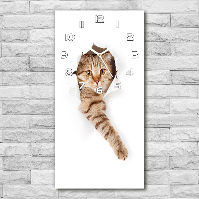 Orologio verticale in vetro con decorazione a forma di gatto