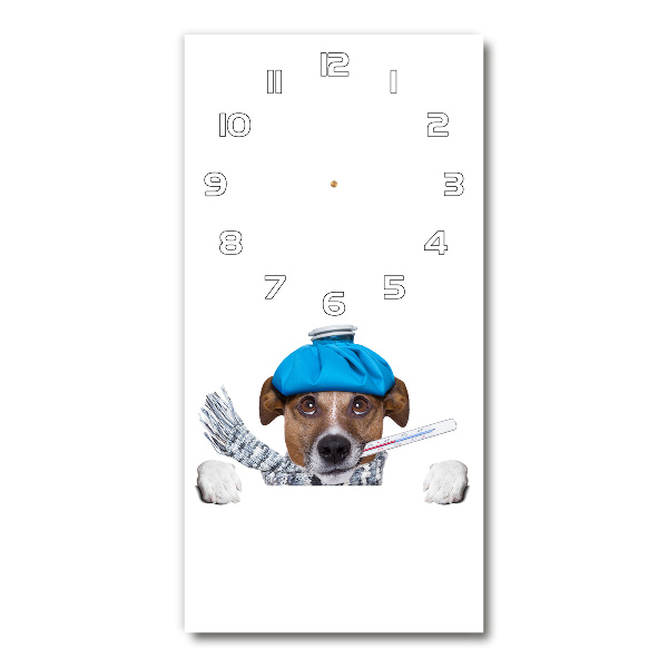 Orologio da parete verticale con decorazione raffigurante un cane malato