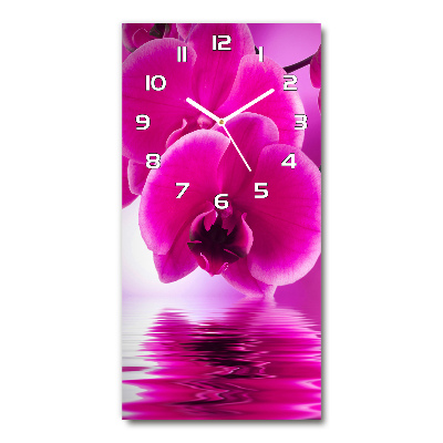 Orologio da parete verticale con motivo orchidea rosa