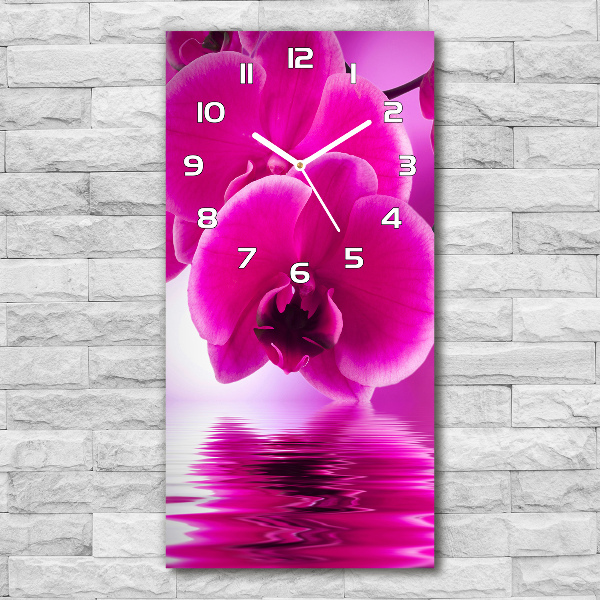 Orologio da parete verticale con motivo orchidea rosa