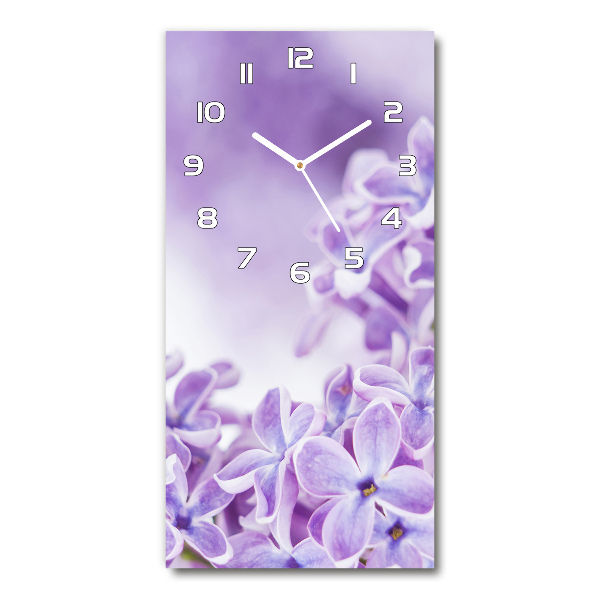 Orologio verticale in vetro con motivo di fiori di lillà