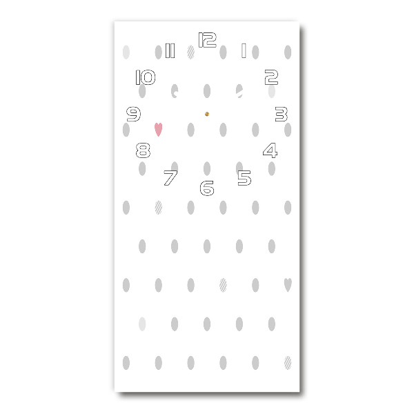 Orologio verticale in vetro con motivo a punti e cuori