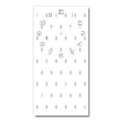 Orologio verticale in vetro con motivo a punti e cuori