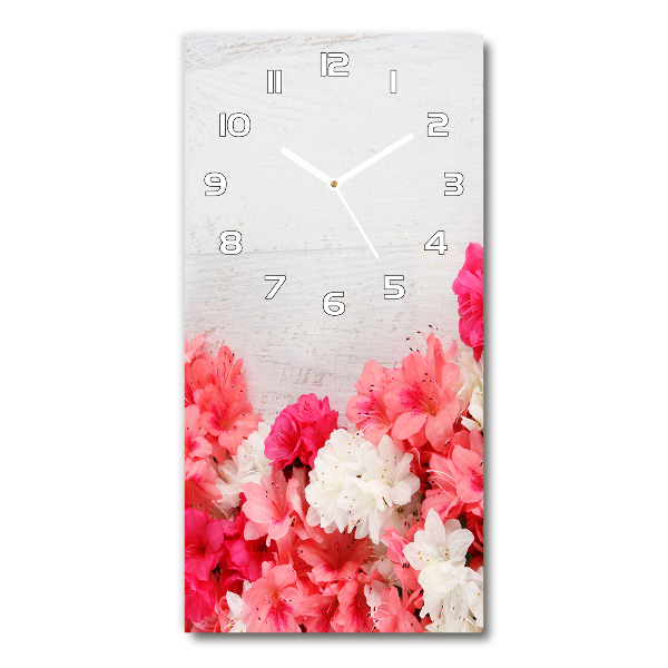 Orologio verticale con motivo di fiori su fondo effetto legno
