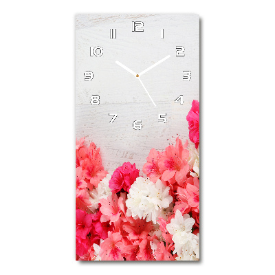 Orologio verticale con motivo di fiori su fondo effetto legno