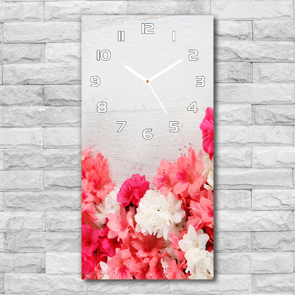 Orologio verticale con motivo di fiori su fondo effetto legno