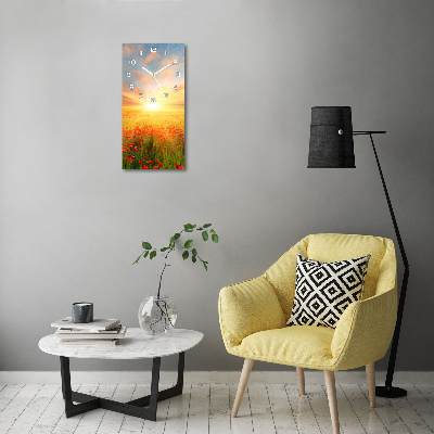 Orologio verticale con motivo di campi di papaveri