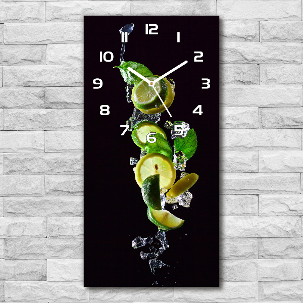 Orologio da parete verticale con motivo di lime e limone