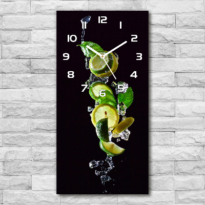 Orologio da parete verticale con motivo di lime e limone