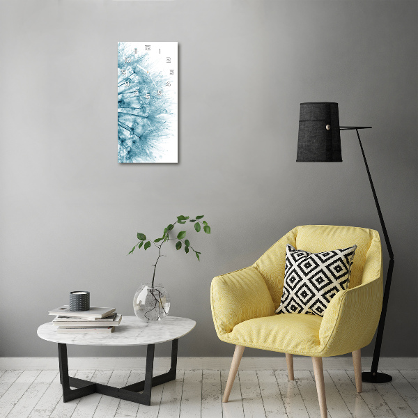 Orologio verticale con quadrante decorato con semi di tarassaco