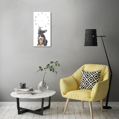 Orologio verticale con motivo di cane e gatto