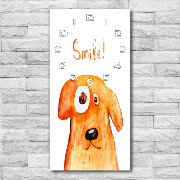 Orologio verticale in vetro con motivo a cane