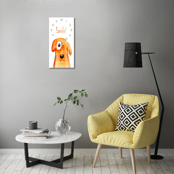 Orologio verticale in vetro con motivo a cane