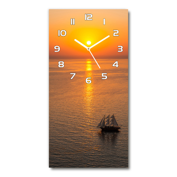 Orologio verticale in vetro con stampa raffigurante il mare al tramonto