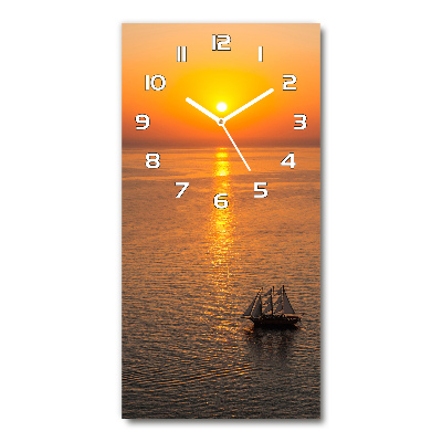 Orologio verticale in vetro con stampa raffigurante il mare al tramonto