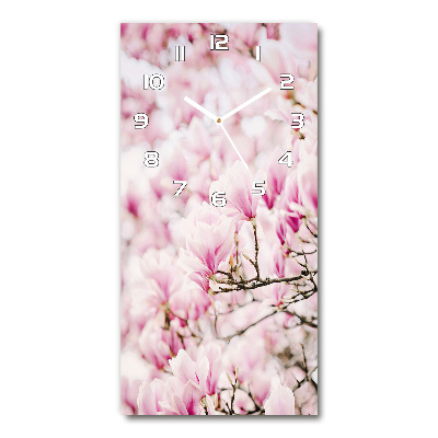 Orologio verticale in vetro con decorazione a fiori di magnolia