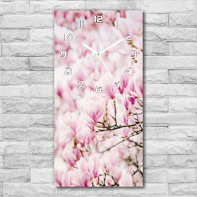 Orologio verticale in vetro con decorazione a fiori di magnolia