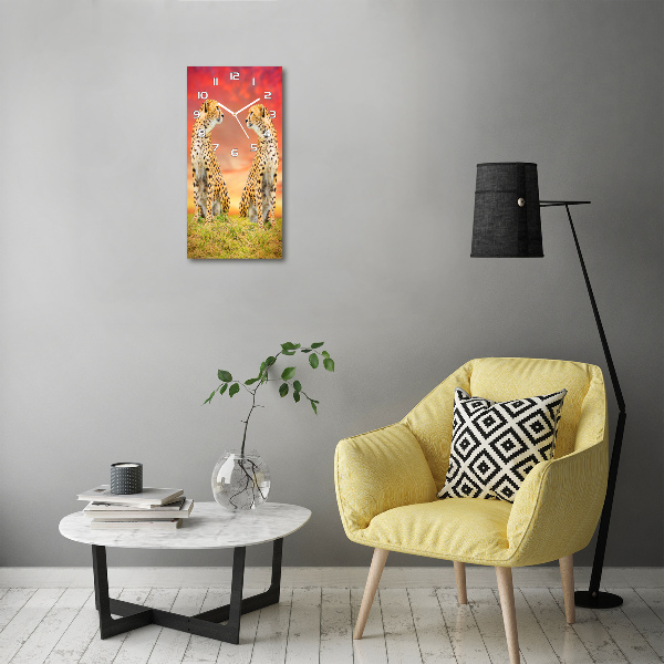 Orologio da parete verticale con motivo di due ghepardi