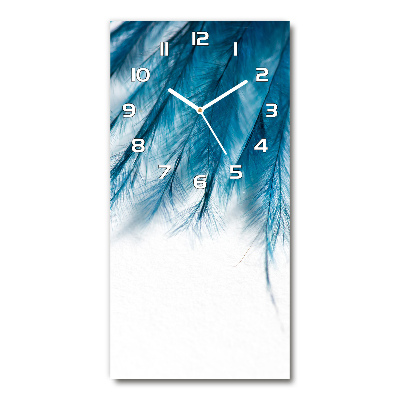 Orologio verticale con decorazione di piume blu