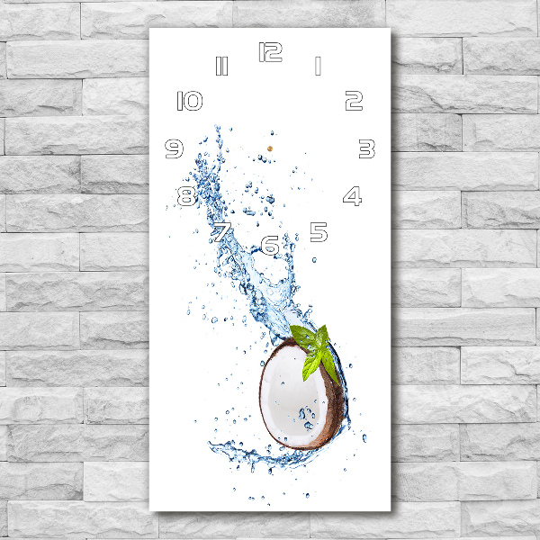 Orologio verticale in vetro con finitura in noce di cocco