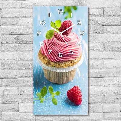 Orologio verticale in vetro con motivo cupcake al lampone