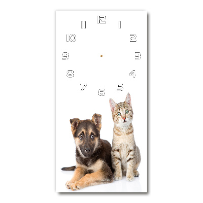 Orologio verticale con motivo di cane e gatto