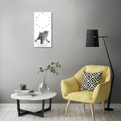 Orologio verticale in vetro con decorazione a gattino