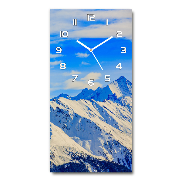 Orologio verticale in vetro con motivo montagne in inverno