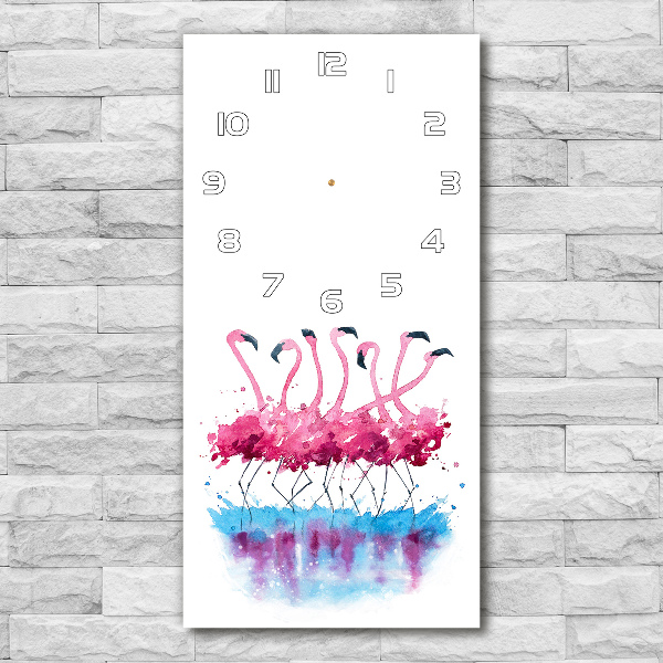 Orologio da parete verticale con motivo di fenicotteri