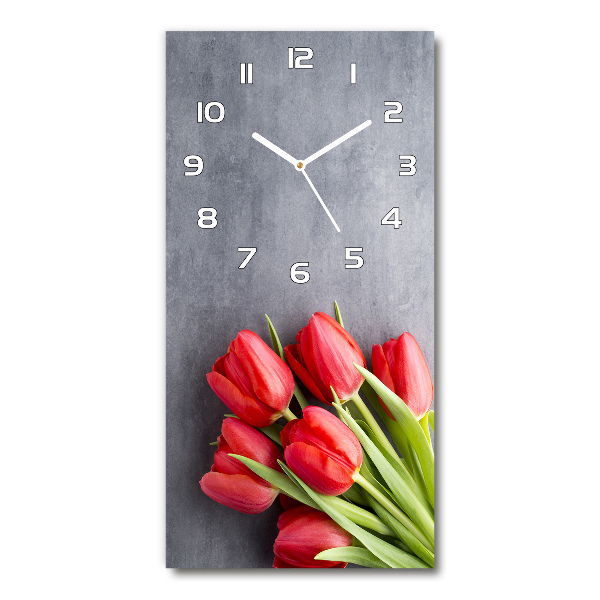 Orologio verticale in vetro con motivo a fiore rosso