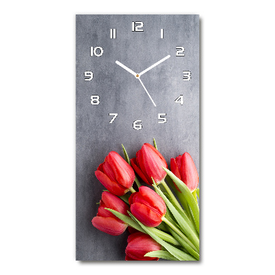 Orologio verticale in vetro con motivo a fiore rosso