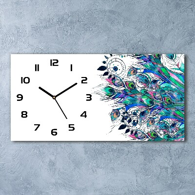 Orologio orizzontale con decorazione di piume di pavone