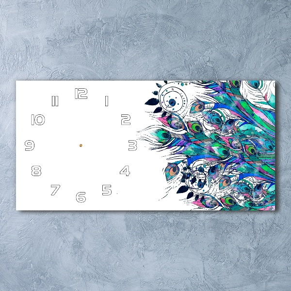 Orologio orizzontale con decorazione di piume di pavone