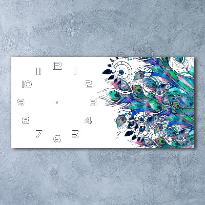 Orologio orizzontale con decorazione di piume di pavone