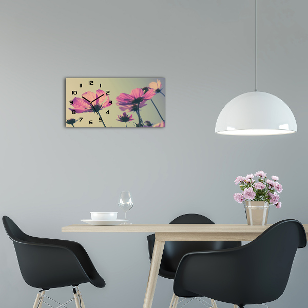 Orologio orizzontale con motivo di fiori rosa