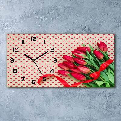 Orologio rettangolare con quadrante decorato con tulipani a forma di cuore