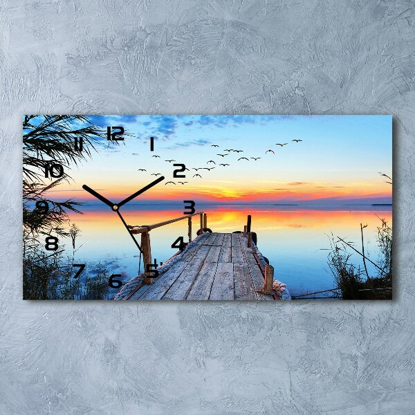 Orologio rettangolare con quadrante decorato con il motivo del molo sul lago