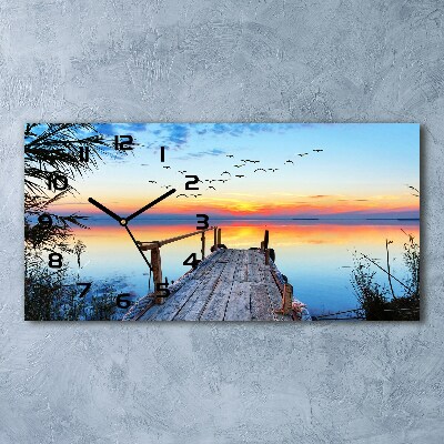 Orologio rettangolare con quadrante decorato con il motivo del molo sul lago