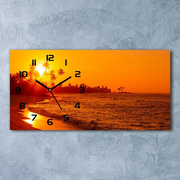 Orologio rettangolare con quadrante decorato con motivo spiaggia al tramonto