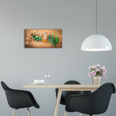 Orologio orizzontale con motivo di erbe aromatiche su sfondo a filo