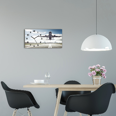 Orologio rettangolare con quadrante decorato con un aereo in fase di decollo