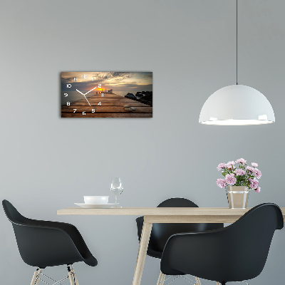 Orologio orizzontale con quadrante a tema molo in legno