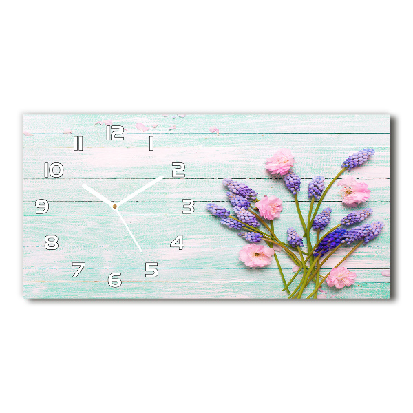 Orologio orizzontale con motivo di lavanda su stampa effetto legno
